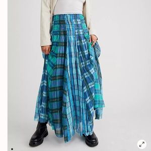 Free People Lausanne Plaid Convertable Maxi Skirt Midi Dress